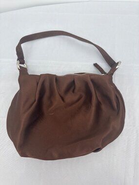 Bath & Bodyworks Brown Satin Ruched Shoulder Bag 90s Y2K Coquette Grunge Fairy